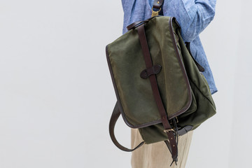 Green canvas backpack