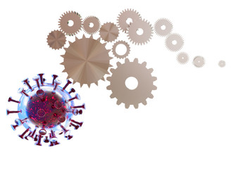 gear virus coronavirus businness market restart star agiain - 3d rendering