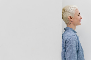 Blonde androgynous model