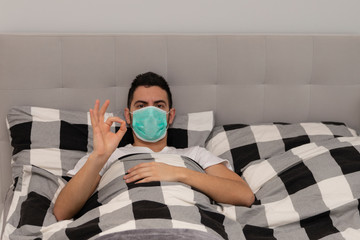 The man is sick with the covid19 virus, he respects home quarantine.