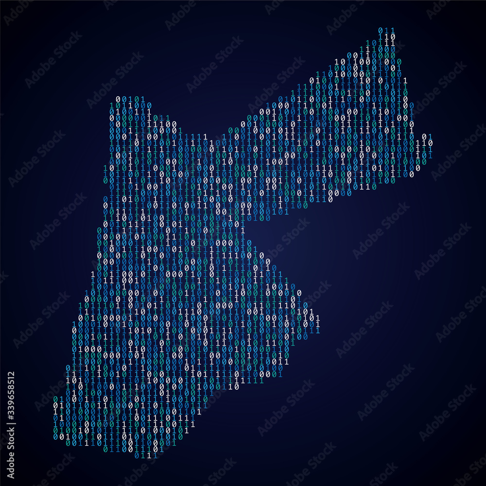 Poster jordan country map made from digital binary code