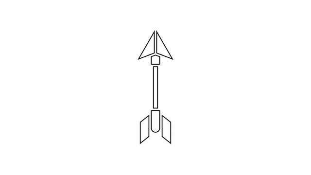 Black line Hipster arrow icon isolated on white background. 4K Video motion graphic animation