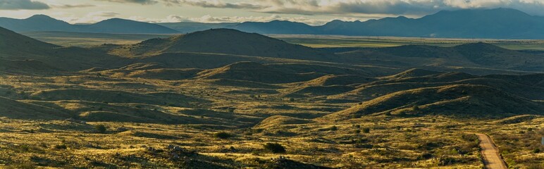 Aerial panorama over the wilderness landscape of Arizona in the Aqua Fria National Monument.