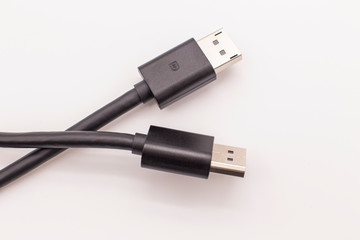 USB cable on white background