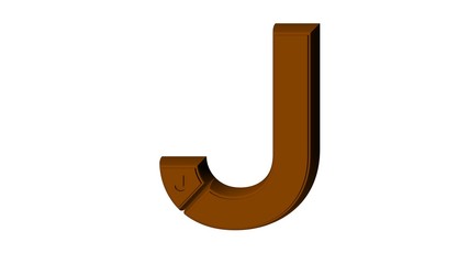 3D ENGLISH ALPHABET MADE OF BROWN CHOCOLATE TEXTURE : J