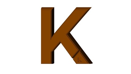 3D ENGLISH ALPHABET MADE OF BROWN CHOCOLATE TEXTURE : K