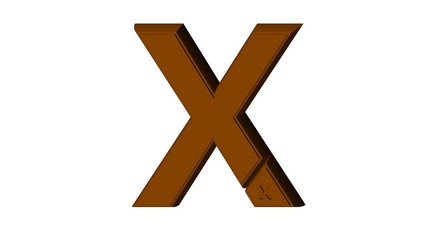 3D ENGLISH ALPHABET MADE OF BROWN CHOCOLATE TEXTURE : X