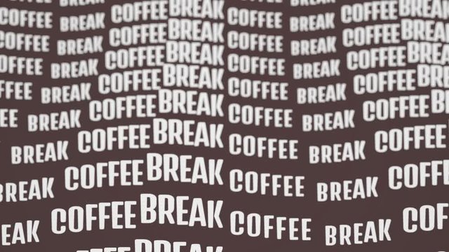 Coffee break text kinetic typography. Cappuccino and morning espresso concept