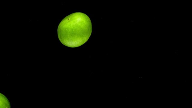 lime drop in water slower motion