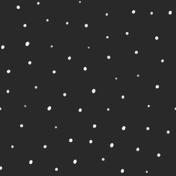 Seamless pattern with white chalk polka dots on dark grey background