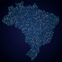 Brazil country map made from digital binary code