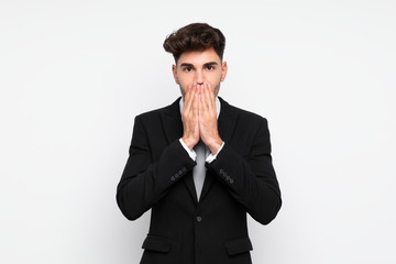 Young businessman over isolated white background with surprise facial expression