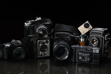 Fototapeta na wymiar still life of old cameras