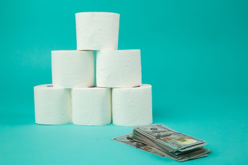 Hoarding of toilet paper in panic. Buying things at quarantine time