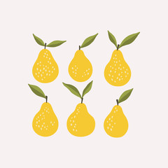 Obraz premium Pear fruit illustration set, flat vector design