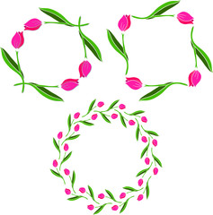 frames of pink Tulips for the holiday, print, decor for Valentine's Day, International Women's Day, wedding day, Mother's day, spring and summer season
