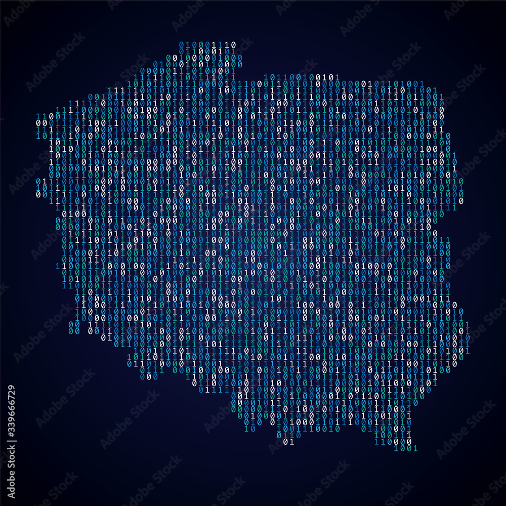 Poster Poland country map made from digital binary code