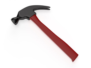 Hammer on white background, isolated. 3D rendering