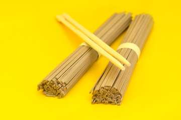 Soba noodles. Traditional japanese food. Buckwheat noodles