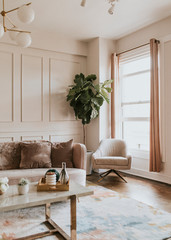 Stylish pastel living room