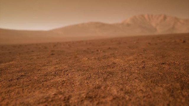 Fantastic martian landscape in rusty orange shades