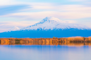 a view of mountain Ararat from Mecamor village Armenia