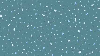 Small geometric elements randomly scattered on a blue background. Irregular shapes, splinters, modern stylish design. Vector illustration. Background.