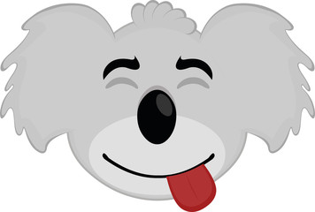 Vector illustration of cartoon koala face, with a funny expression