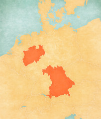 Map of Germany - Bavaria and North Rhine-Westphalia