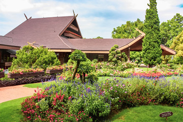 Beautiful Thai house with beautiful garden. Chiang Rai, Thailand. 