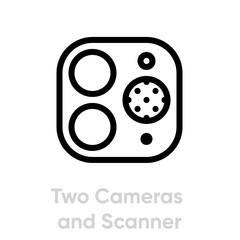 Two Cameras and Scanner Phone Multi-Cameras icon. Editable line vector.