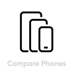 Obraz premium Compare Phones Multi-Cameras icon. Editable line vector.