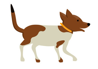 Dog flat isolated, white background, cute pet character, vector illustration