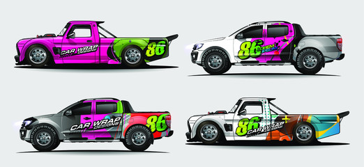 Auto Wrap Grafik Racing abstrakter Streifen und Hintergrund für Auto Wrap und Vinyl-Aufkleber - Vector