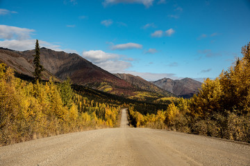 Thr wild & rugged Dempster Highway in northern Yukon Territory, Canada.  Wonderful fall autumn in...