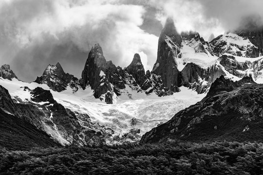mountain landscape with clouds - torres del paine Patagonia © daniel