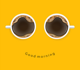 Realistic coffee, arabica 100%, coffee banner, good morning, vector illustration