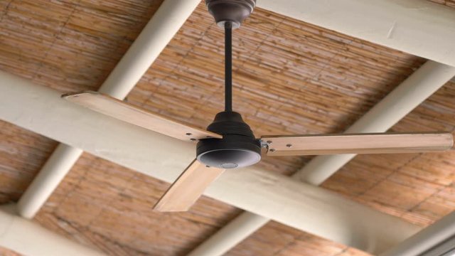 Ceiling Fan Turning Slowly in 4k slow motion 60fps