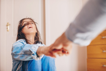 Fototapeta premium Happy couple. Couple in love. Love photo. Smile girl. Home concept photo. 