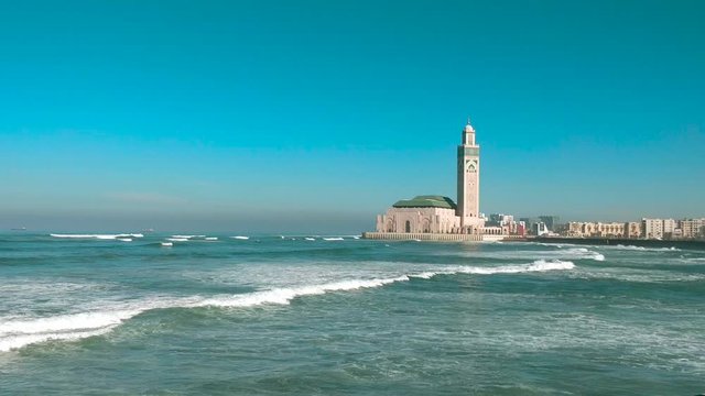 View of Hassan II mosque in a hot day - Casablanca, Morocco