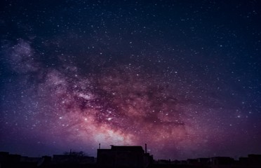 starry night sky over the city