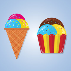 Delicious and sweet ice cream vector pack