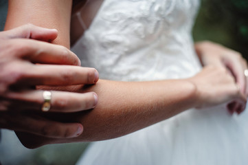 Hand on hand. Gooseflesh from touch from touch