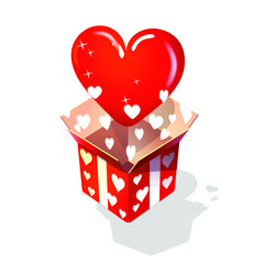 Illustration of open box with heart, with white background vector