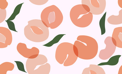 Seamless pattern with peach. Vector hand draw