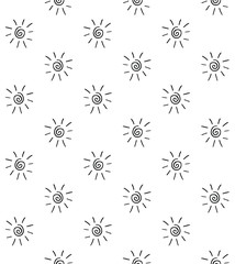 Vector seamless pattern of hand drawn doodle sketch sun isolated on white background