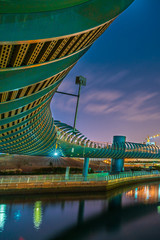 night view of the Modern Pedestrian bridge in abu dhabi	