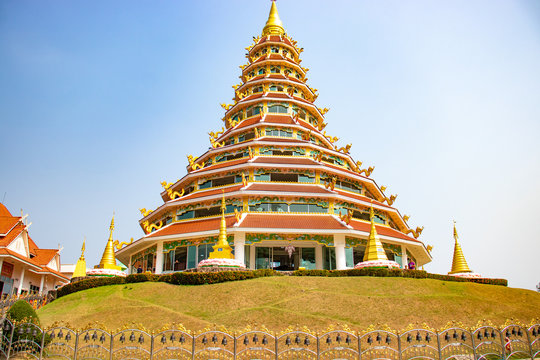 A Beautiful View Of Wat Huai Pla Kang Buddhist Temple At Chiang Rai, Thailand.