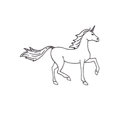 Vector hand drawn doodle sketch unicorn isolated on white background