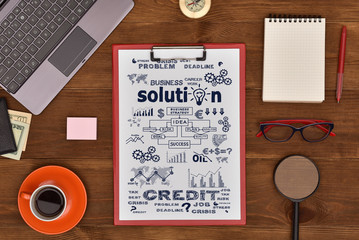 Naklejka premium Clipboard with drawing business plan